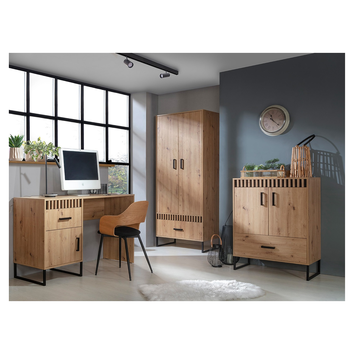 zestaw mebli loft Lamelix M biurko komoda szafa loft do pokoju biura