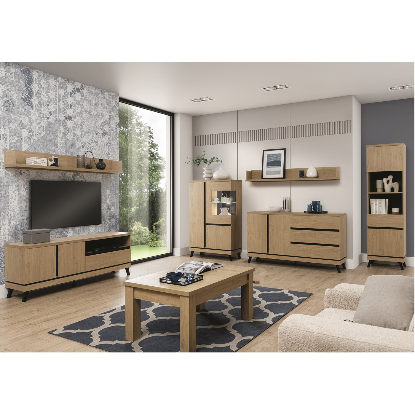 zestaw nowoczesny na nóżkach Ate 1 komplet segment dąb do salonu