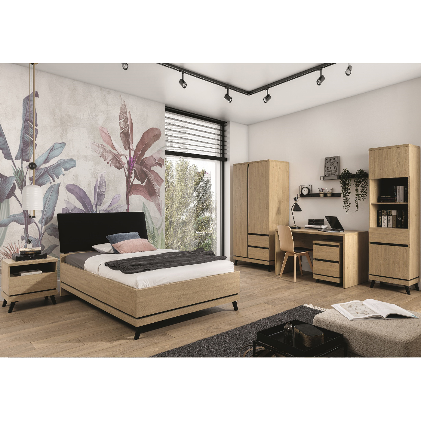 zestaw młodzieżowy Ate 4 biurko szafa regał łóżko do pokoju sypialni