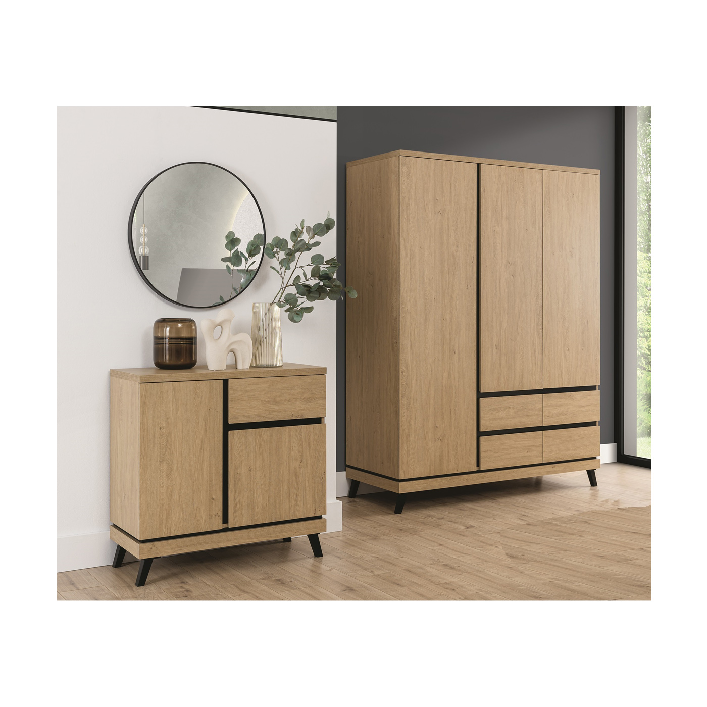 zestaw na nóżkach Ate 5 szafa komoda komplet do pokoju sypialni